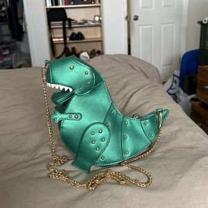 Novelty Dino/Trex Purse with gold chain strap, Japanese designer